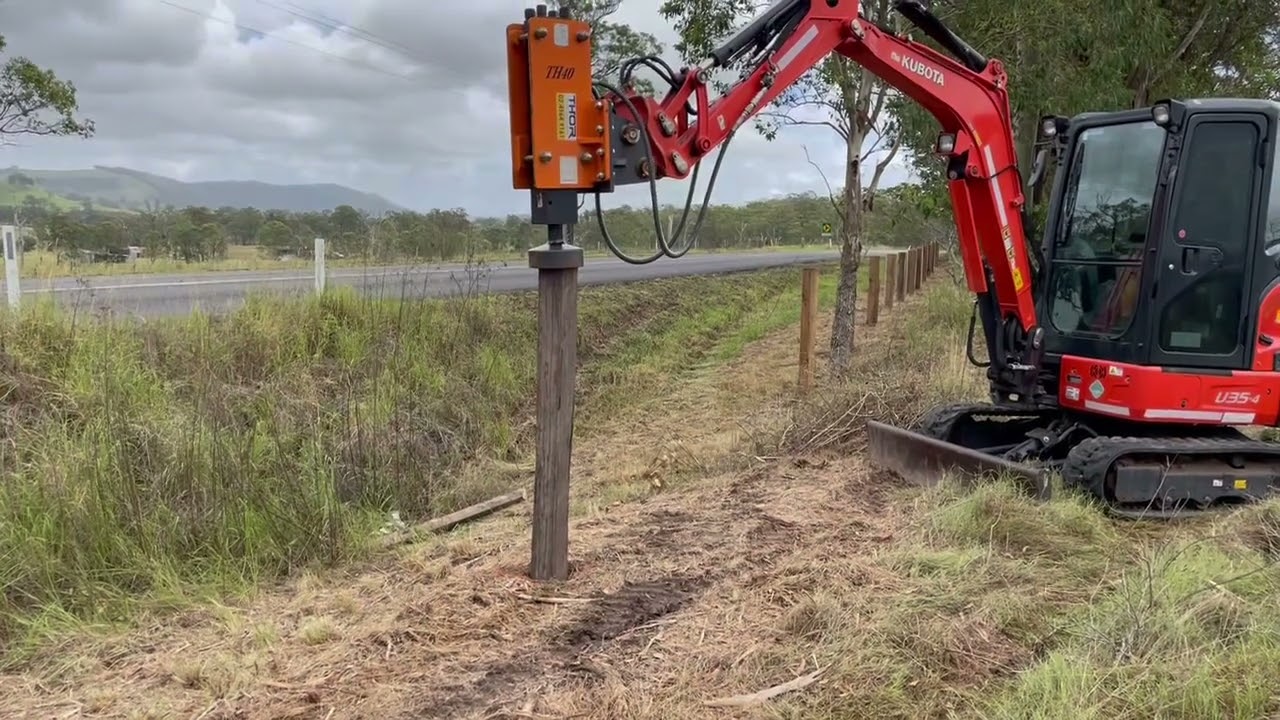 Fast & Easy Split Post Fencing with a THOR Hydraulic Post Driver