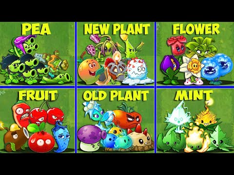 6 Team NEW vs OLD vs FRUIT vs FLOWER vs MINT vs PEA - PVZ 2 Team Plant Battlez