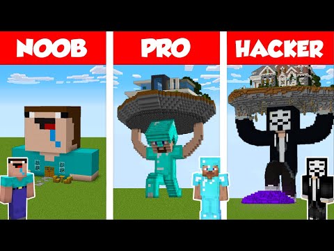 Minecraft NOOB vs PRO vs HACKER: STATUE HOUSE BUILD CHALLENGE in Minecraft / Animation