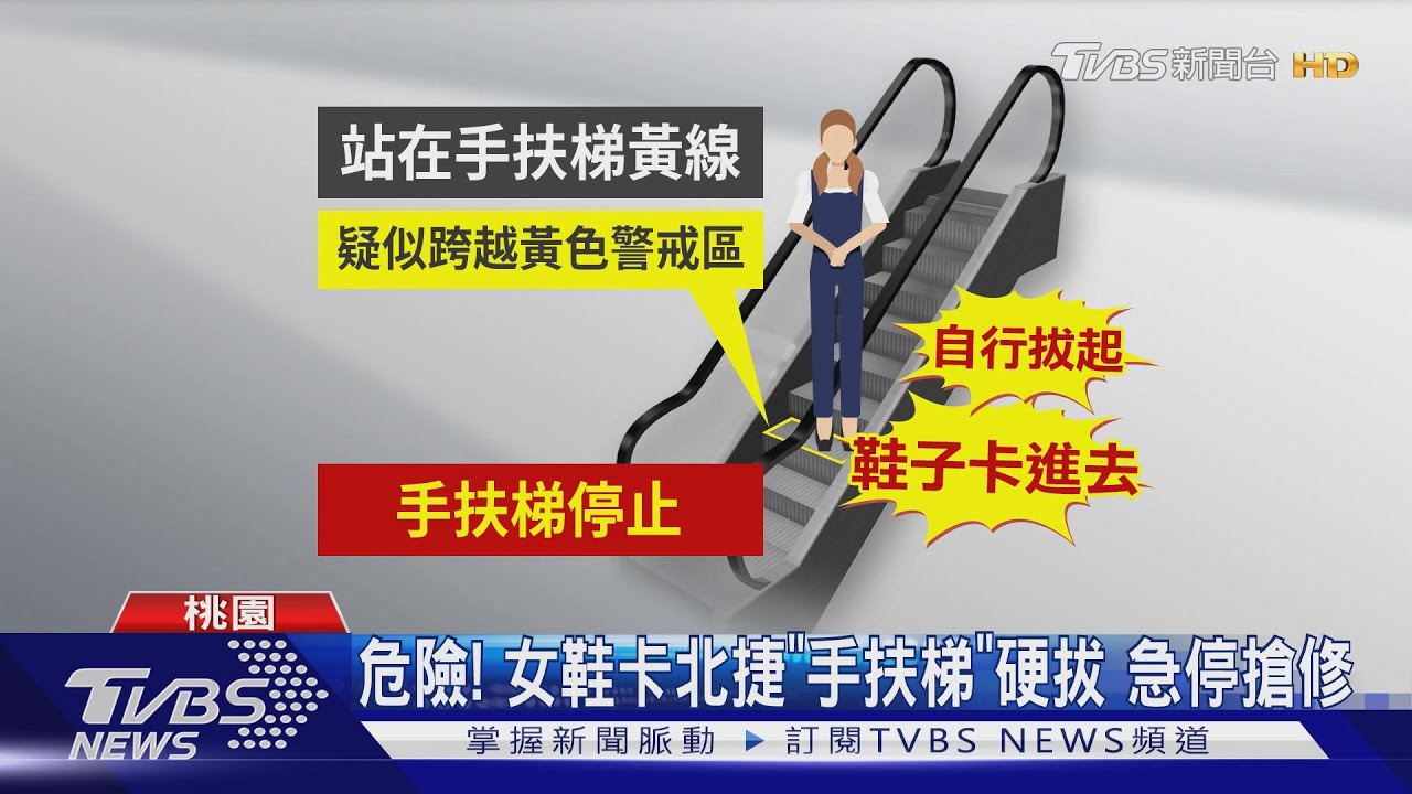 危險！女鞋卡北捷「手扶梯」硬拔　急停搶修