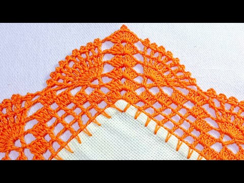 crochet edging/bar with quick and easy corner #crochet #barradinho #step-by-step
