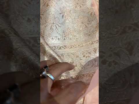 Peach Silk Chanderi Unstitched Suit Set with Dupatta