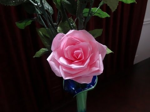 How to make tissue paper rose flower with wrapping method / Valentine's day craft
