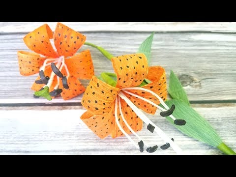 Paper Lily Flower (Tiger Lily) How to make crepe paper flowers Easy Tutorial