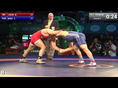 Round 2 FS - 86 kg: Meysam JOKAR (IRI) df. Serdar BOKE (TUR) by TF, 10-0