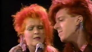 Cyndi Lauper at The Grammys 1985, receiving award and performing Time After Time