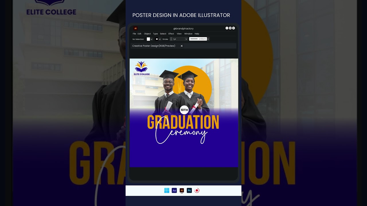 Creative Poster Design in Adobe Illustrator - School Graduation Poster Design