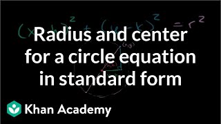 Radius and center for a circle equation in standard form | Algebra II | Khan Academy