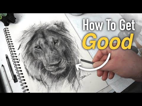 Drawing a Lion in Charcoal How To Get Better At Making Art