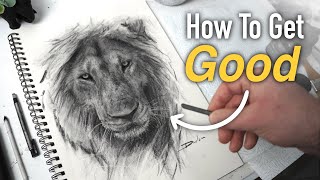 Drawing a Lion in Charcoal How To Get Better At Making Art