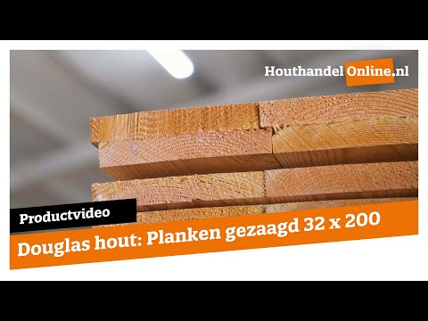 Plank Douglas hout 32x200mm fijnbezaagd  video