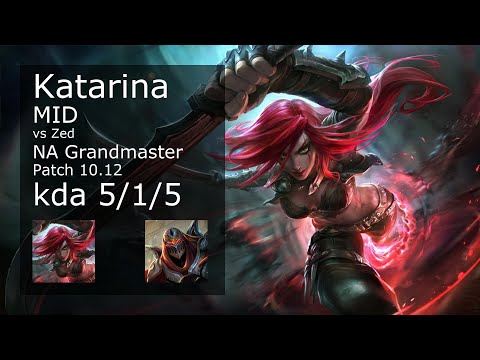 Katarina Mid vs Zed - NA Grandmaster 5/1/5 Patch 10.12 Gameplay