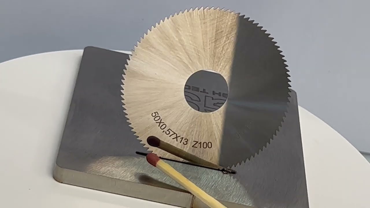 Solid Carbide Saw Blade 50x0,57x13 mm, small facet on the top of tooth - YouTube