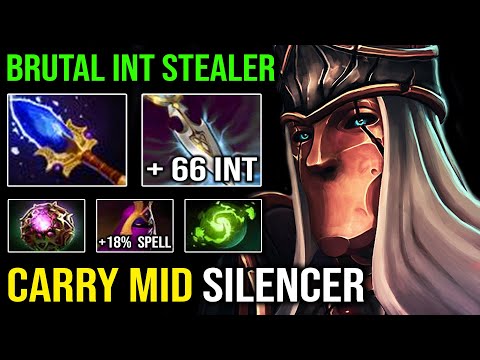 WTF AoE Last Word +66 INT Insane Carry DPS Mid Silencer with 1st ITEM Veil & Aghanim Dota 2
