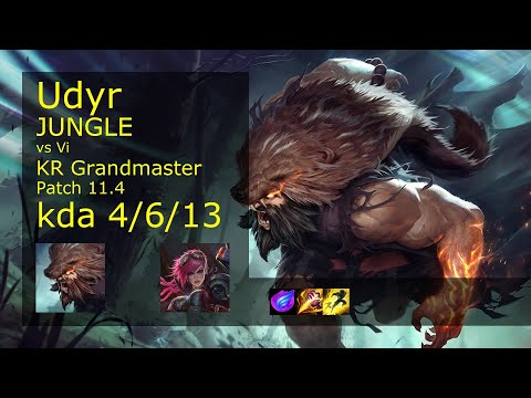Udyr vs Vi Jungle - KR Grandmaster 4/6/13 Patch 11.4 Gameplay // [롤] 우디르 vs 바이 정글
