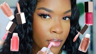 SO GLOSSY!! NEW FENTY HOLIDAY GLOSS BOMB SET: BABY BRUT, TAFFY TEASE, CAKE SHAKE, & RUBY MILK!