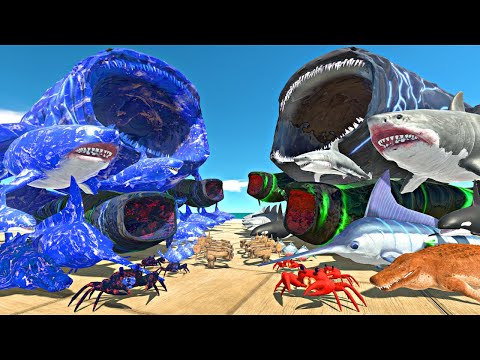 Sea Monsters Fights in Ballista Arena | Dark Ice Itself vs Aquatics - Animal Revolt Battle Simulator