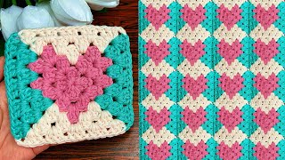 Crochet Heart Granny Square 💗 Valentine’s Day Special