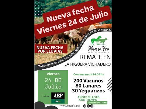 24/07/2026 Local La Higuera - Vichadero - Rivera - Feria Mensual - Mauro Feo | Clic Rural