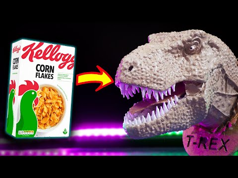 How to make a mini T-rex head out of cereal boxes!