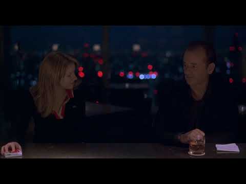 Lost in Translation trailer frame of Bob and Charlotte in the Tokyo hotel bar