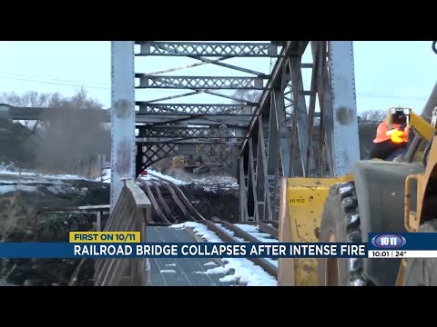 WATCH: Railroad bridge collapses after early morning fire in west Lincoln - 10 p.m.