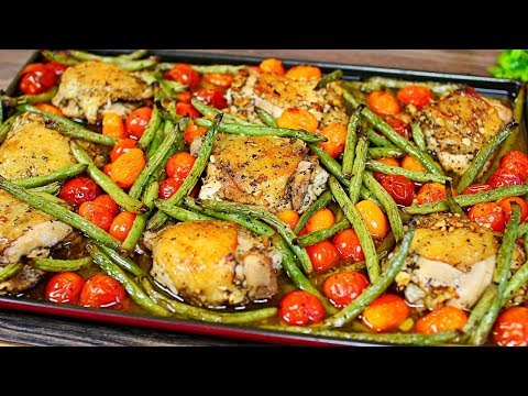 One Pan Garlic Roasted Chicken and Veggies - Easy Chicken & Vegetables