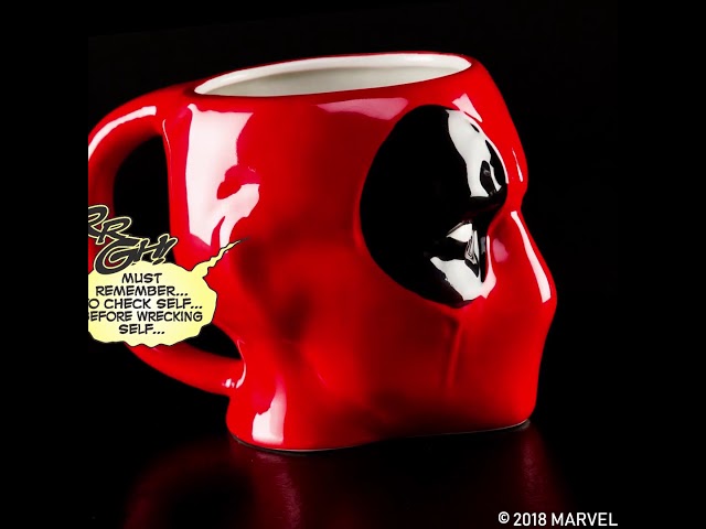 Vídeo relacionado con Taza en forma de máscara Deadpool - Producto oficial Marvel, taza para bebidas calientes y frías, regalo para fans de Deadpool, 550ml