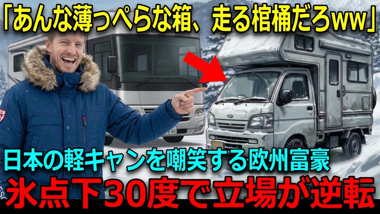 【海外の反応】「日本車なんて、走る棺桶だww」雪山で絶望した欧州長者を救う極小キャンパーの奇跡！