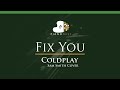 Coldplay - Fix You (Sam Smith Cover) - LOWER Key Piano Karaoke Instrumental