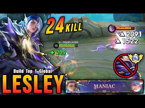 24 Kills + MANIAC!! Lesley VS Top Global Cyclops!! - Build Top 1 Global Lesley ~ MLBB