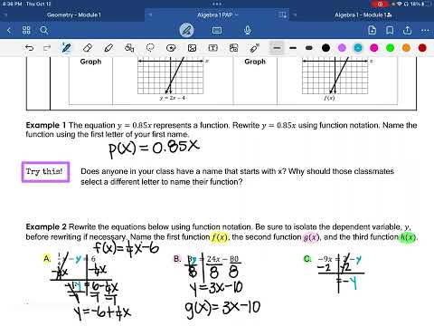 Alg1pap Lesson 2 2 Evaluating Functions Using Function Notation