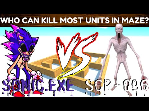 WHO CAN KILL THE MOST UNITS IN MAZE? - SONIC.EXE VS SCP-096 - ANIMAL REVOLT BATTLE SIMULATOR