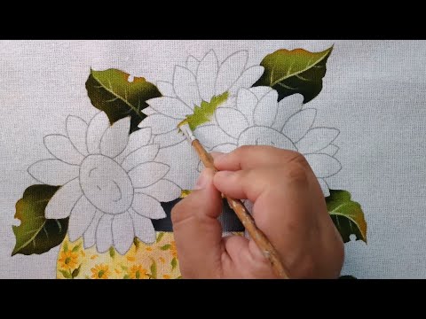 Vase with Sunflowers Fabric Painting Part 1, Class 514 Bruno Silva