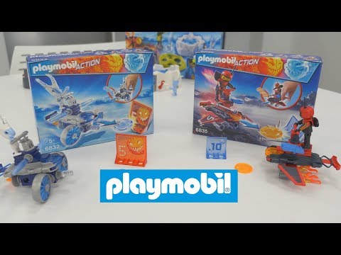 Playmobil Androïde de feu (6835) + Robot de glace (6832) avec lance-disques