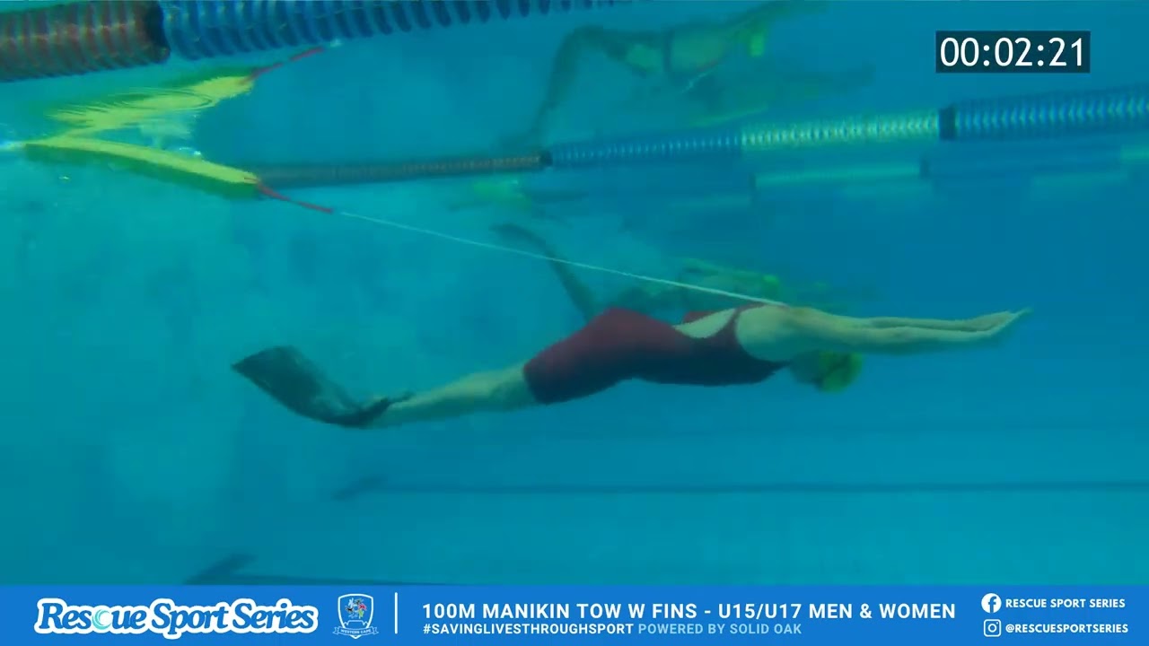 U15 &U 17 Men & Women 100M Manikin Tow with Fins | Lifesaving Rescue Sport Series | Full Commentary