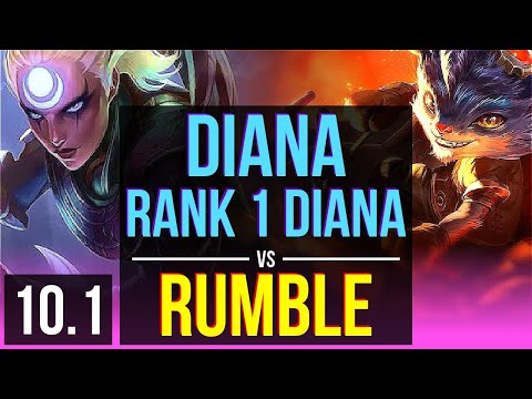 DIANA vs RUMBLE (MID) | Rank 1 Diana, 3 early solo kills, Triple Kill | NA Master | v10.1
