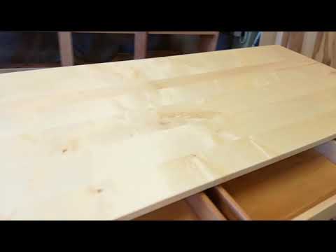 Massivholzschreibtisch in Ahorn Kirschbaum und Rüster