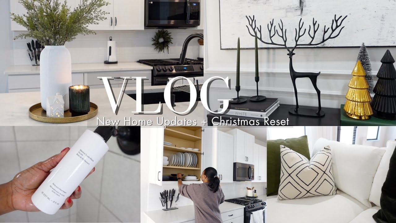 VLOG: LIVING ROOM SETUP| CHRISTMAS DECOR & STYLING | CLEANING + MORE