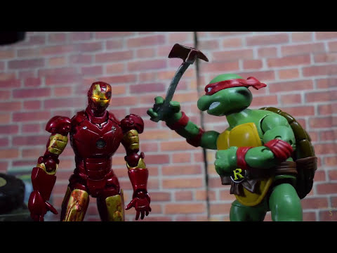 ZOMBIE IRONMAN AND SPIDERMAN VS TMNT RAPHAEL STOP MOTION MARVEL ANIMATION