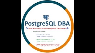 Don't Miss Out! PostgreSQL DBA Training Starting Dec 23!