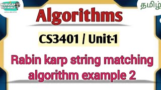 Download the video "Rabin karp string matching algorithm in algorithms tamil||CS3401||Anna University. #algorithms"