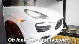 Porsche Cayenne covered in salt and dirt