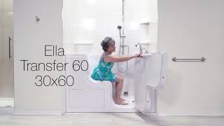 Ella Transfer60 30x60: bañera con puerta de transferencia de longitud completa con doble bomba de hidromasaje, en vídeo