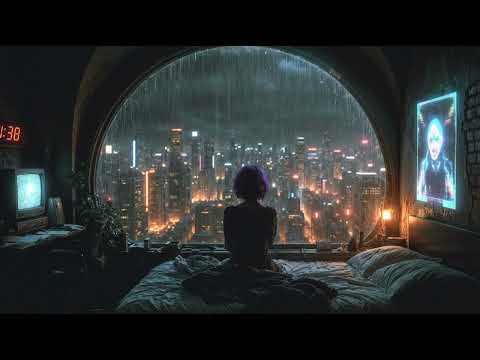 SYNTHWAVE City Lights Mix – Nightshift FM | Rainy Neo‑Futuristic Skyline for Study & Work