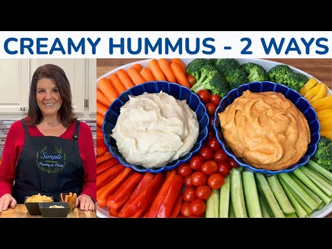 5-Minute Hummus Recipe: Classic AND Smoky Roasted Red Pepper Hummus