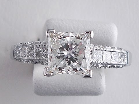 1.92 ctw Princess Cut I VS2 Diamond Engagement Ring - BigDiamondsUSA