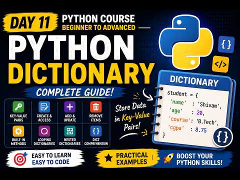 Python Tutorial For Beginners Day 11 Dictionary Keys Values Methods Examples