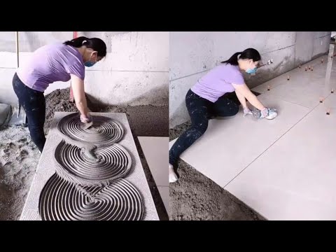 Young girl with great tiling skills | ultimate tiling skills..