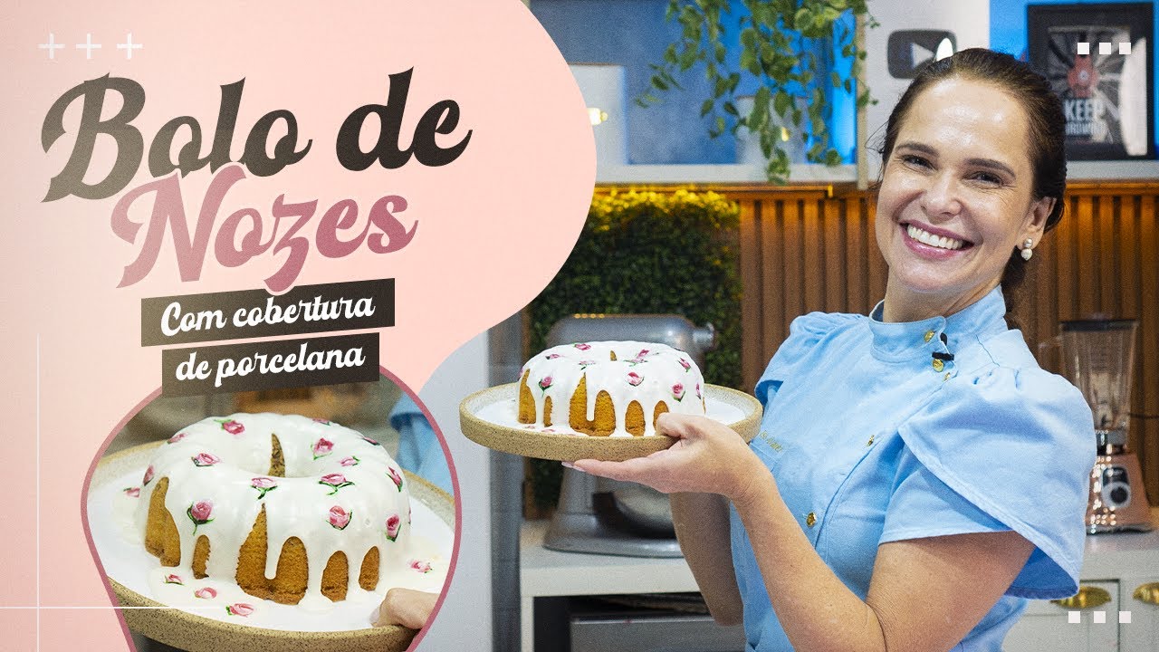 BOLO DE NOZES COM COBERTURA DE POCELANA | PINTURA DE ROSAS | Chef Ísis Alvarez